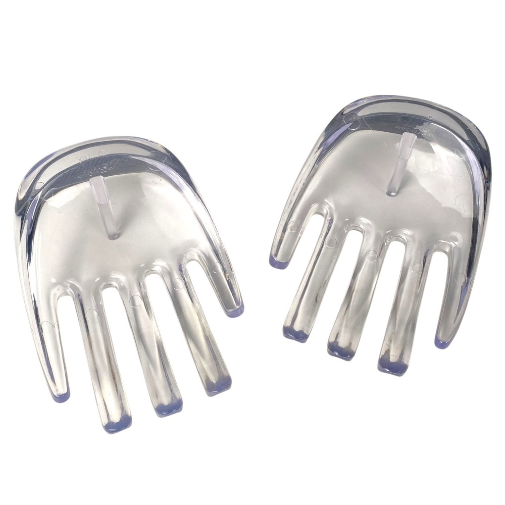J.S.N.Y Clear Lucite Hand Shaped Salad Servers Set of 2 Vintage Style‎ F72Q